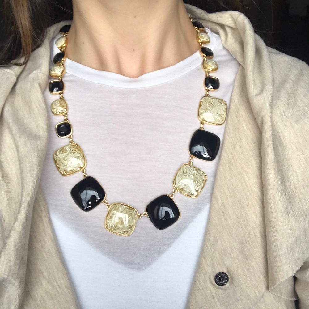 Kate Spade black and taupe statement necklace